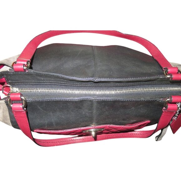 COACH PARK Quilted Turn Lock Color Block Suede & Leather Tote Satchel F24968 - Picture 13 of 13